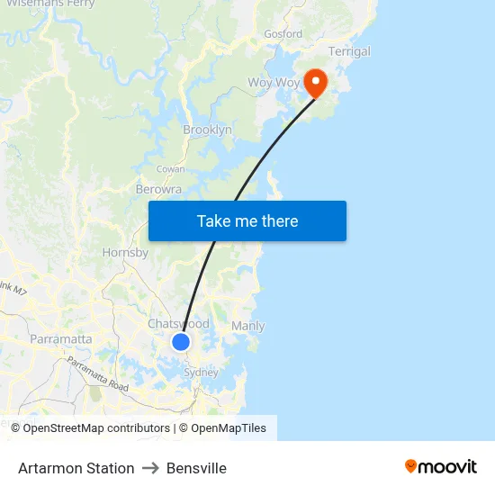 Artarmon Station to Bensville map