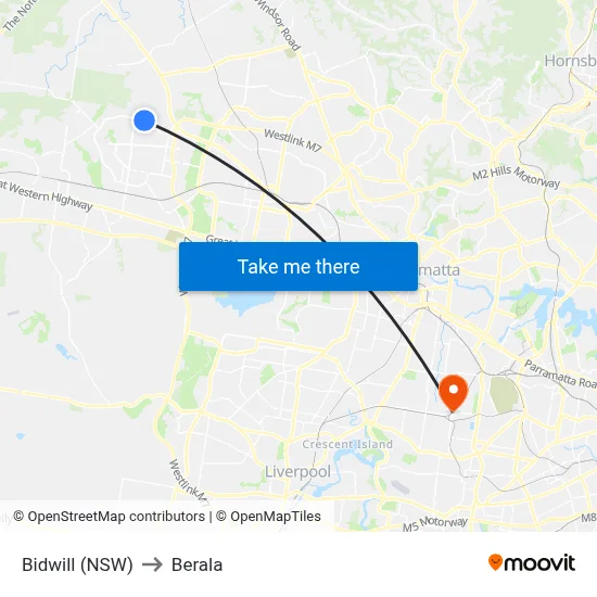 Bidwill (NSW) to Berala map