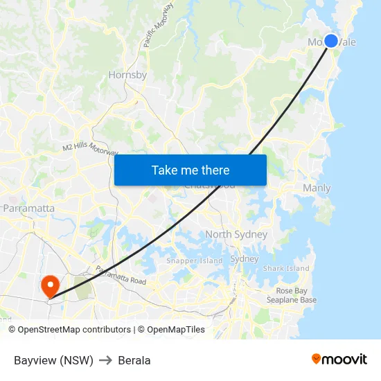 Bayview (NSW) to Berala map