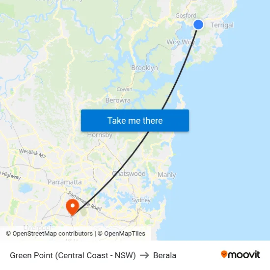 Green Point (Central Coast - NSW) to Berala map