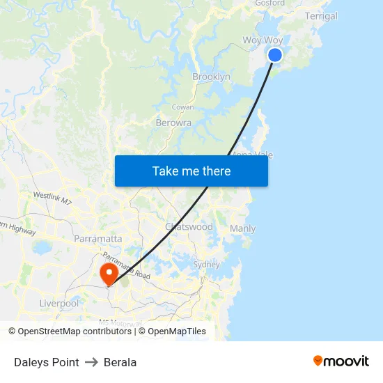 Daleys Point to Berala map