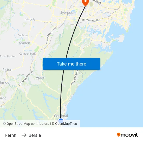 Fernhill to Berala map