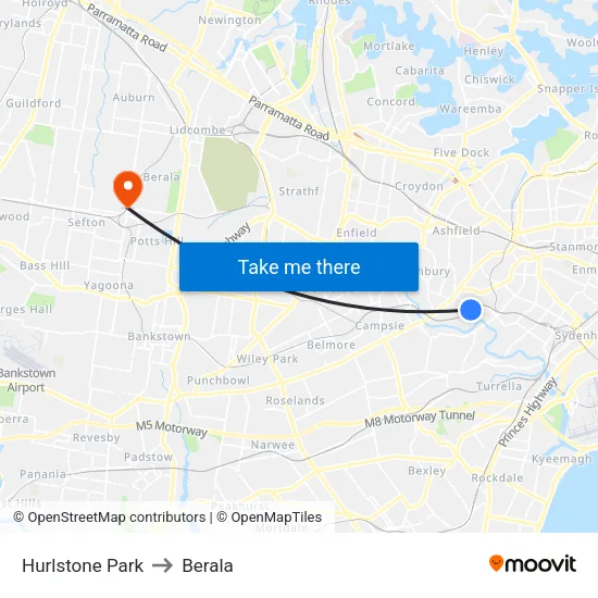 Hurlstone Park to Berala map