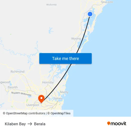 Kilaben Bay to Berala map