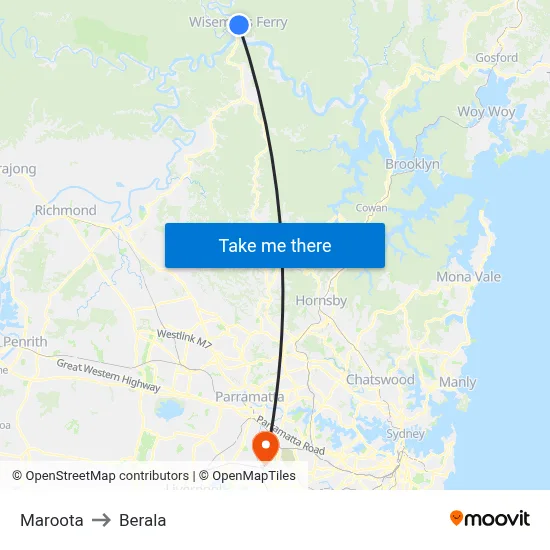Maroota to Berala map