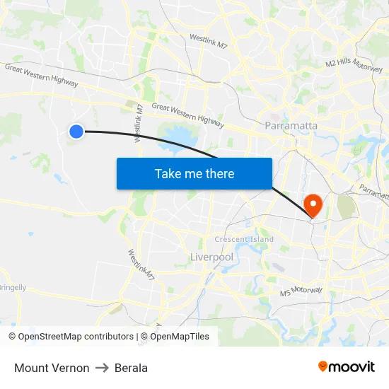 Mount Vernon to Berala map