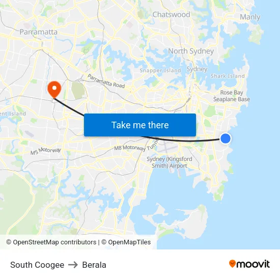 South Coogee to Berala map