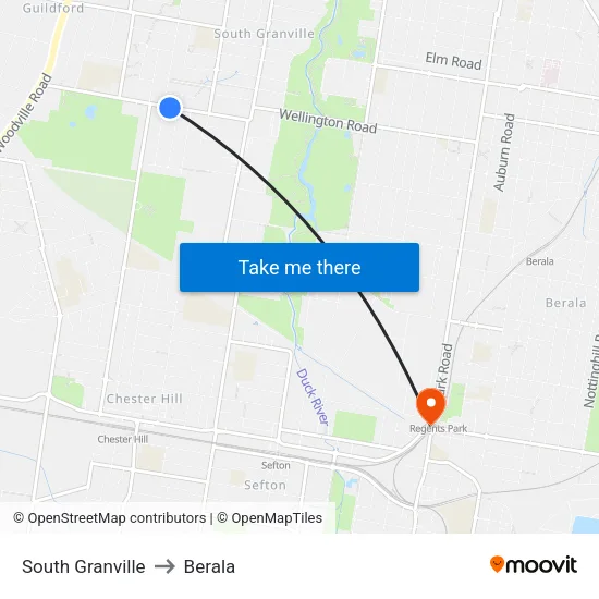 South Granville to Berala map