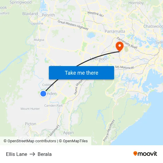 Ellis Lane to Berala map