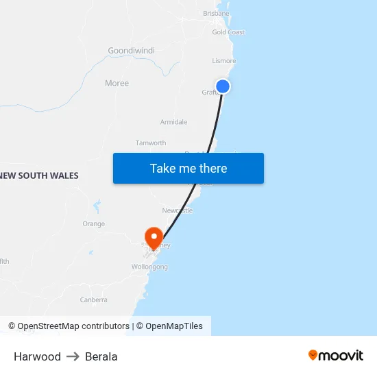Harwood to Berala map