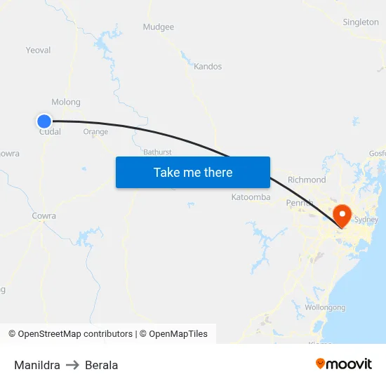 Manildra to Berala map