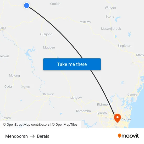 Mendooran to Berala map