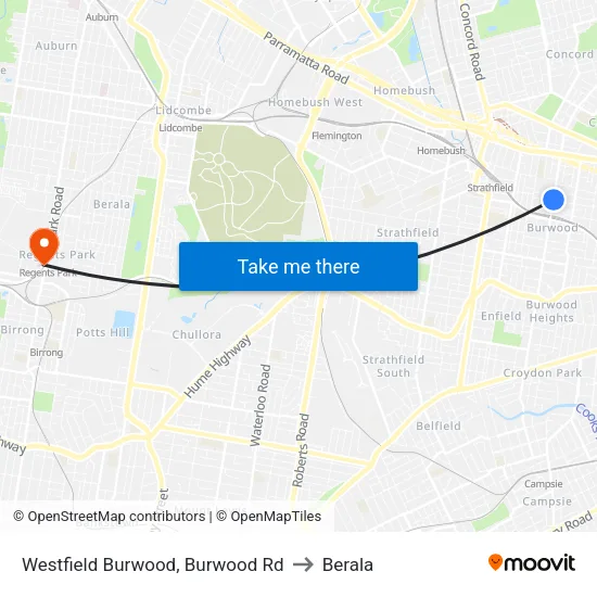 Westfield Burwood, Burwood Rd to Berala map
