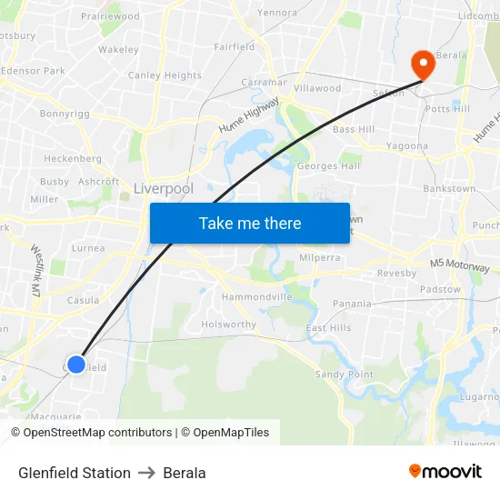 Glenfield Station to Berala map
