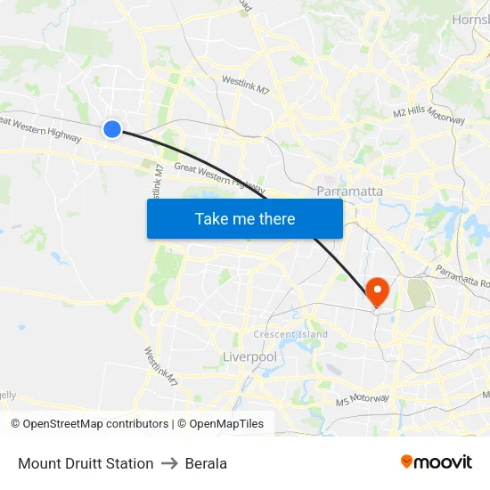 Mount Druitt Station to Berala map