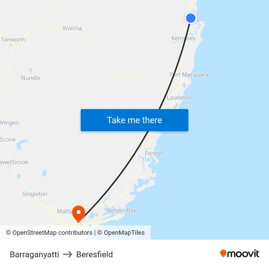 Barraganyatti to Beresfield map