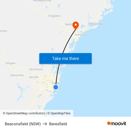 Beaconsfield (NSW) to Beresfield map