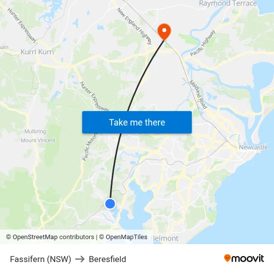 Fassifern (NSW) to Beresfield map