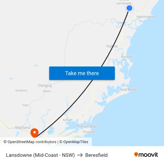 Lansdowne (Mid-Coast - NSW) to Beresfield map