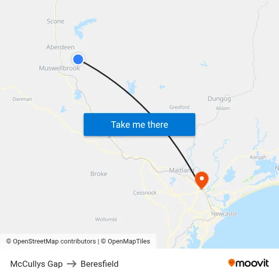 McCullys Gap to Beresfield map