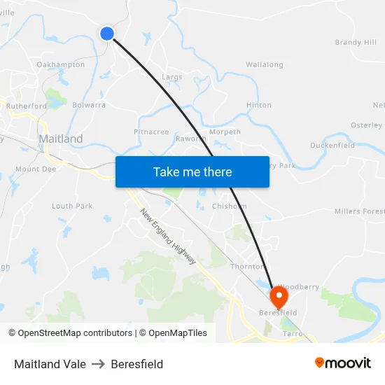 Maitland Vale to Beresfield map