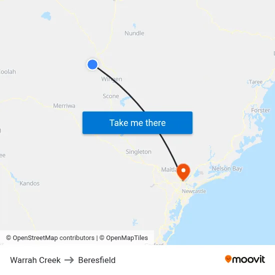 Warrah Creek to Beresfield map