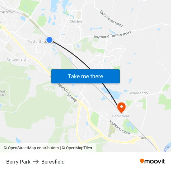 Berry Park to Beresfield map