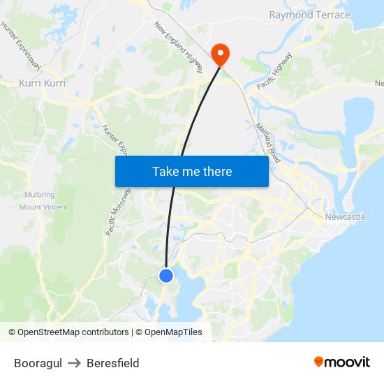 Booragul to Beresfield map