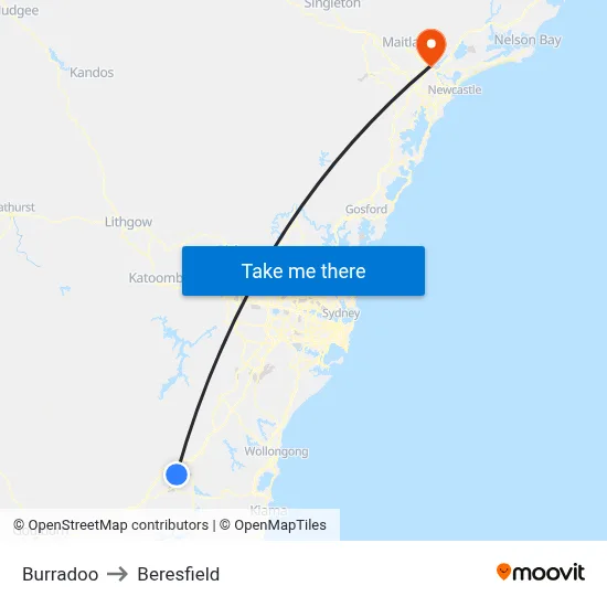 Burradoo to Beresfield map