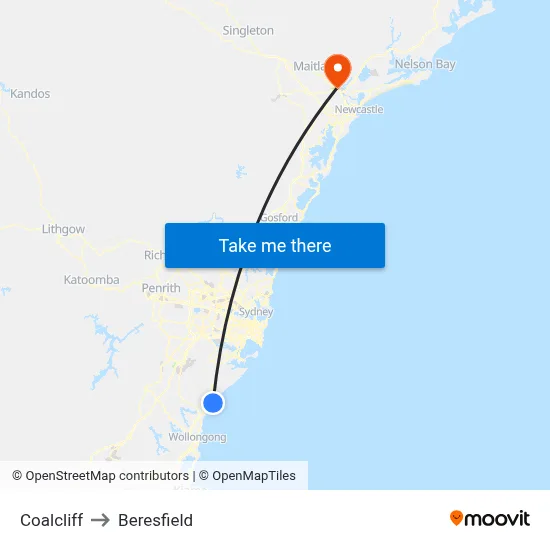 Coalcliff to Beresfield map