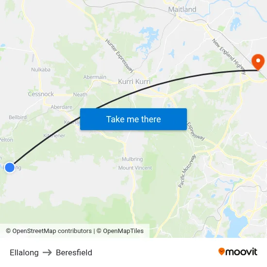 Ellalong to Beresfield map
