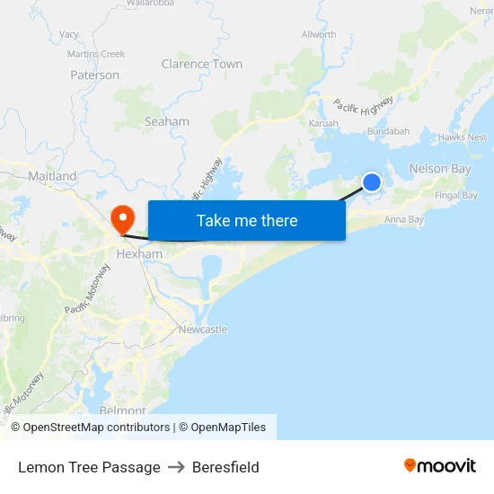 Lemon Tree Passage to Beresfield map