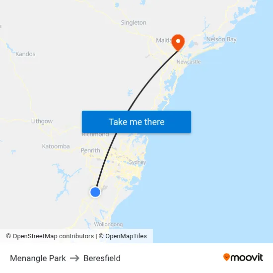 Menangle Park to Beresfield map