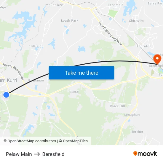 Pelaw Main to Beresfield map