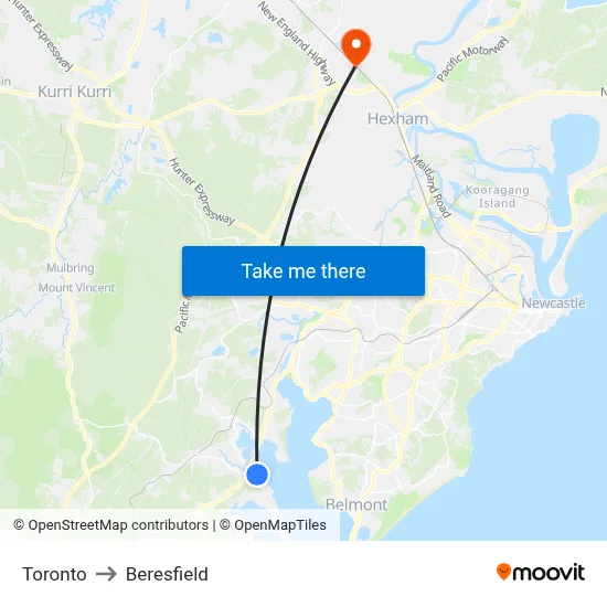 Toronto to Beresfield map