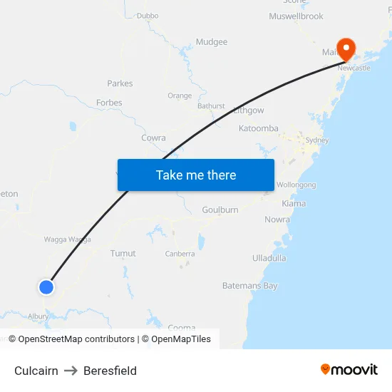 Culcairn to Beresfield map