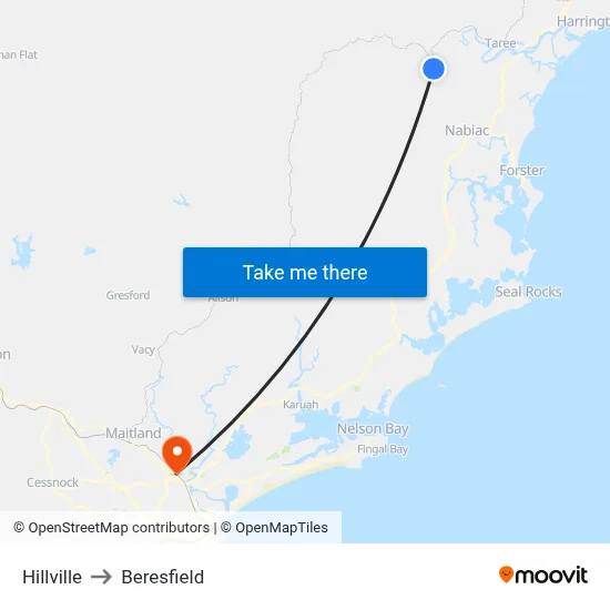 Hillville to Beresfield map