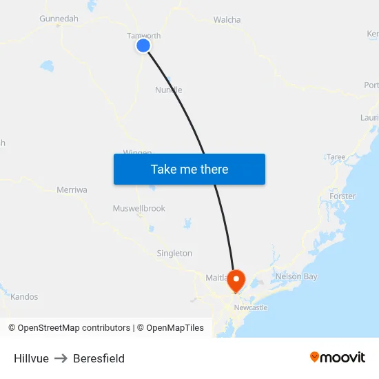 Hillvue to Beresfield map