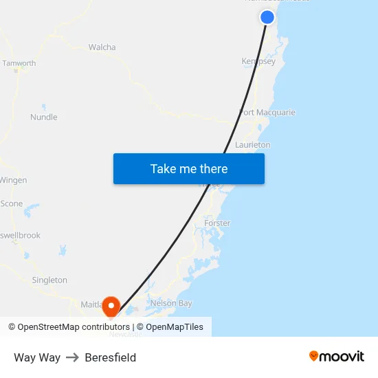 Way Way to Beresfield map