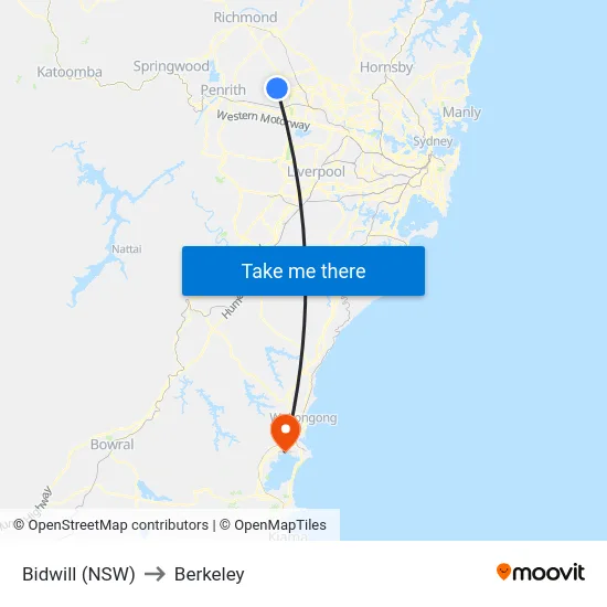Bidwill (NSW) to Berkeley map