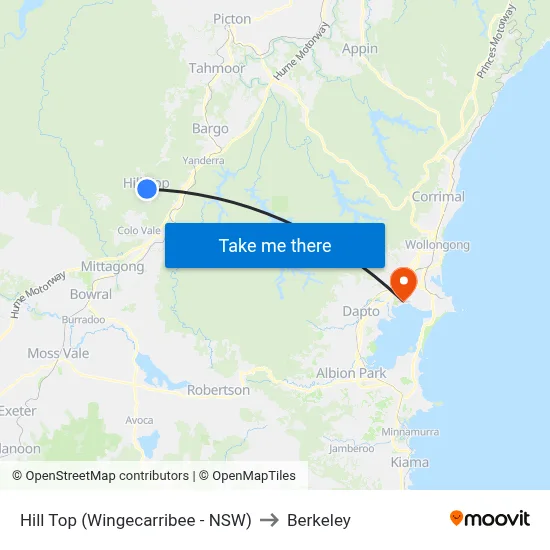 Hill Top (Wingecarribee - NSW) to Berkeley map
