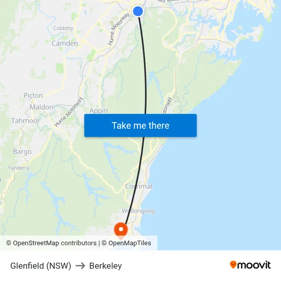 Glenfield (NSW) to Berkeley map