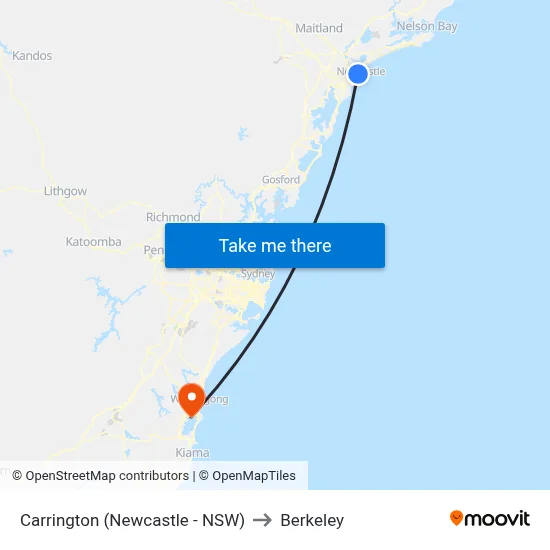 Carrington (Newcastle - NSW) to Berkeley map