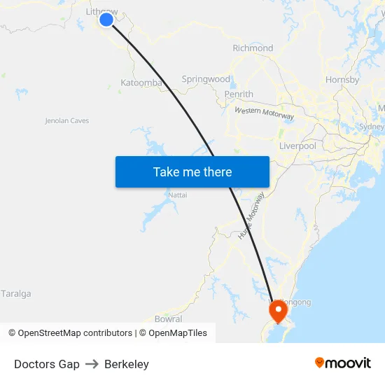 Doctors Gap to Berkeley map