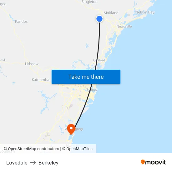 Lovedale to Berkeley map
