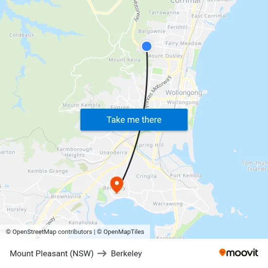 Mount Pleasant (NSW) to Berkeley map