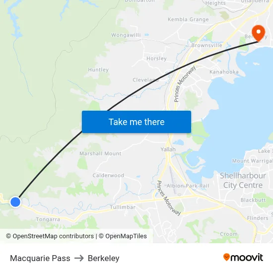 Macquarie Pass to Berkeley map