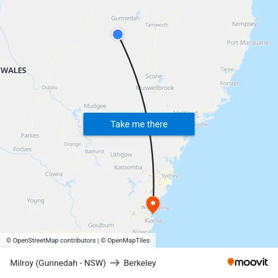 Milroy (Gunnedah - NSW) to Berkeley map