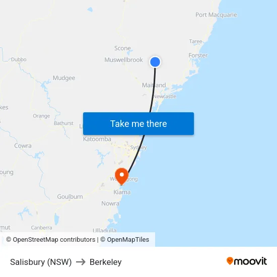 Salisbury (NSW) to Berkeley map