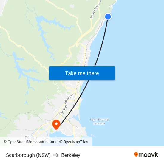 Scarborough (NSW) to Berkeley map